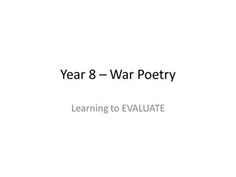 A sequence of lessons for Year 8 focussed on War Poetry