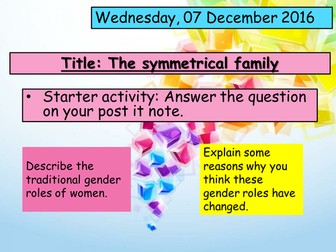 GCSE Sociology- Families- Symmetrical families