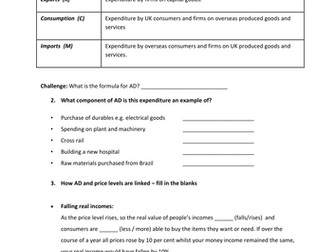 Aggregate demand worksheet