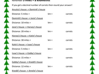 Christmas conversions worksheet