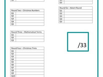 Christmas Quiz 2016 (With a hint of Maths!)