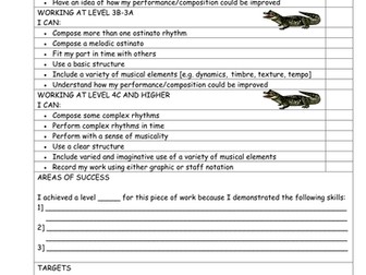 Programme Music worksheet and self-assessment sheet.