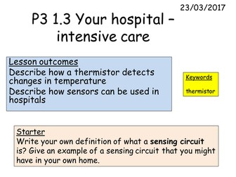 P3 1.3 Your hospital - intensive care