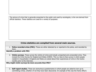 Section 2, Lesson 1: Crime statistics 1of2-A Level sociology AQA, Crime and Deviance