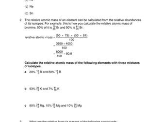 C4.1 - Relative Masses and Moles