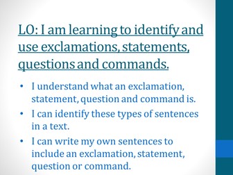 SPAG - EXCLAMATIONS, STATEMENTS AND COMMANDS