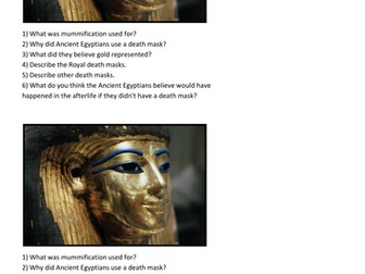 Ancient Egyptian death mask differentiated lesson