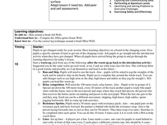 Year 8 Lesson Plans for Athletics