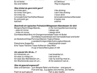 GCSE German Speaking Preparation - Food & Drink