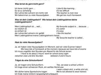 GCSE German Speaking Preparation - School & Future Plans