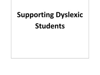 Classroom strategies for supporting dyslexic students (Guide for mainstream teachers)