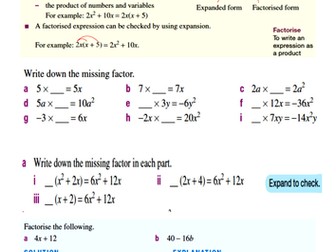 Factorising Using common Factors