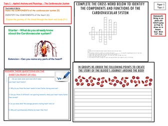 GCSE PE New Edexcel specificaton 2016 Cardiovascular system