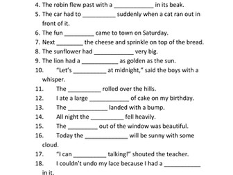 Homophones assessment for second set of 22 homophones