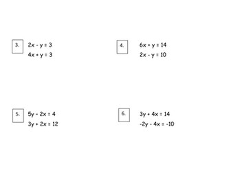 Simultaneous Equations by the  Elimination Method addition only.
