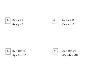 Simultaneous Equations by the  Elimination Method addition only.