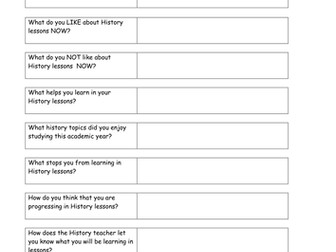 History Department Pupil Voice Questionaire