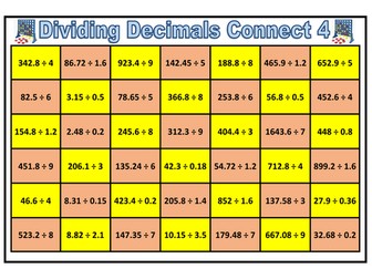Decimal Division Connect 4 Game