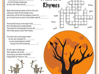 Halloween Rhymes in Poems Crossword Puzzle