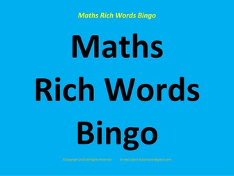 Maths Rich Words Activity