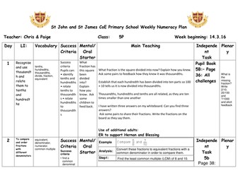 Year 5 Fractions lesson plans