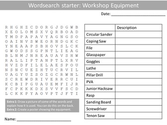 10 Wordsearches Design Technology Resistant Materials