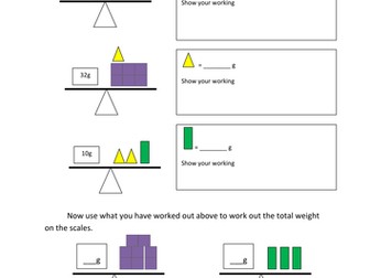 Weighing scales problems 3 differentiated sheets
