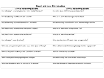 A Christmas Carol: Differentiated comprehension questions on Stave 1 - 5. | Teaching Resources