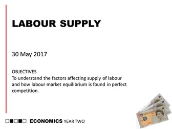 AQA A-level Economics (new spec) 2-10 The Labour Market: Labour Supply and Perfect Competition