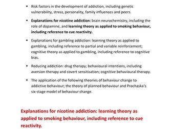 Addiction - Explanations for nicotine addiction - Learning - to go with full Addiction ppt