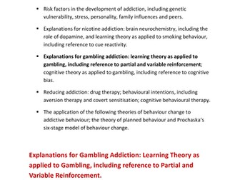 Explanations for gambling addiction - learning - to go with full Addiction ppt.