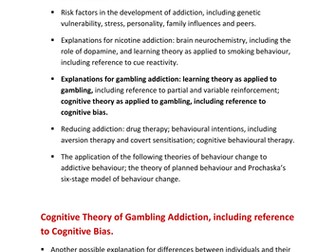 Addiction - Explanations for gambling addiction - Cognitive - to go with full Addiction ppt.