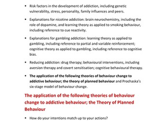 Addiction - Reducing addiction - Theory of planned behaviour - to go with full Addiction ppt.