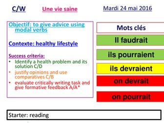 une vie saine: giving advice