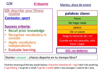 el deporte = hacer o jugar
