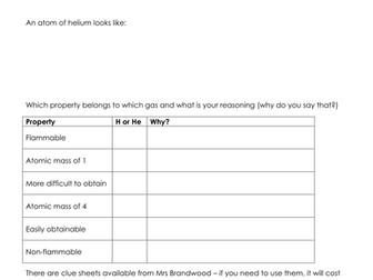 Hydrogen vs. Helium Research Worksheet