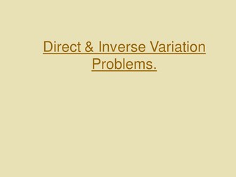 Direct and Inverse Proportion Examples Presentation