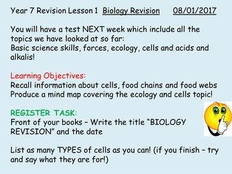 Revision Y7 Cells and Ecology