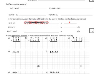Maths Key Stage 3 Assessment or Practice Paper 3