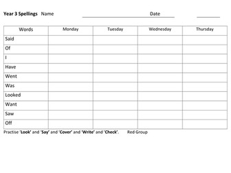 Spellings - look, cover, say, write, check - 3 levels Pack