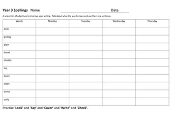 Year 3 - Differentiated spelling sheets