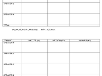 Debate score template