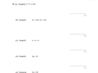 GCSE Maths 1-9 Algebra Exam-Style Questions