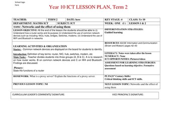 Complete Term2  Yr 10 ICT Lesson Plan