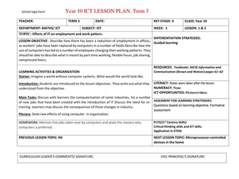Complete Term3  Yr 10 ICT Lesson Plan