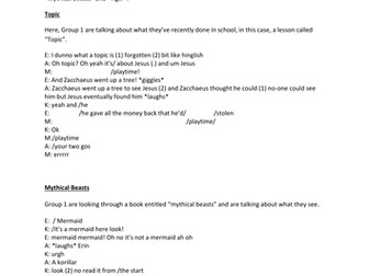 English language- selection of transcripts for analysis of children's language and gender