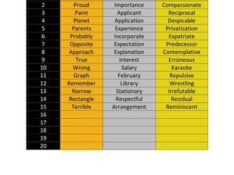 Spelling words from level 5 to 7 of Soundwaves program (Unit 20 to 29 - 15 words only)