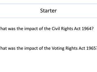 Civil Rights in the USA 1865-1992 (African Americans from 1960s to 1990s) OCR A Level