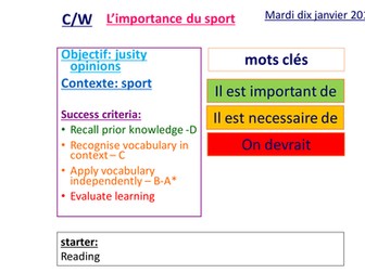 l'importance du sport: justifications