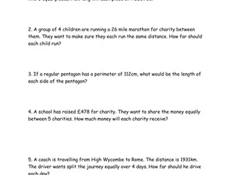 Division word problems that need the remainders to be expressed as decimals